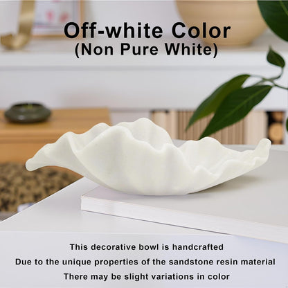 Off-White Large Decorative Bowl - 16” Fruit/Key/Purse Bowl for Home Decor - Coffee Table & Entryway Table Decor - Scalloped Ruffle Bowls - Unique Centerpiece Bowls(Big)3
