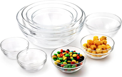 Set of 9 Glass Mixing Bowls - Glass Nesting Bowls Prep Bowl Clear Salad Bowls for Kitchen Prep Salad, Cereal, Ice Cream, Pasta, Fruits3