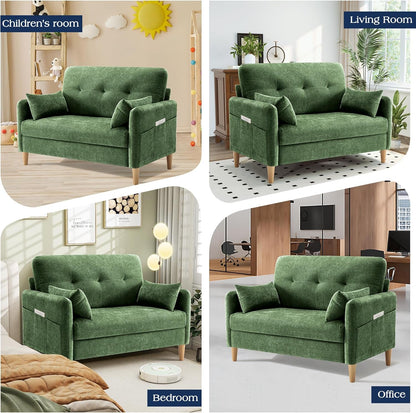Loveseat Sofa, 47” Small Couch for Living Room, Comfy Chenille Fabric Love Seat for Bedroom with Throw Pillow,Removable Cushion Cover,Couches for Small Space,Apartment,Dorm7