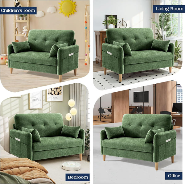 Loveseat Sofa, 47” Small Couch for Living Room, Comfy Chenille Fabric Love Seat for Bedroom with Throw Pillow,Removable Cushion Cover,Couches for Small Space,Apartment,Dorm7