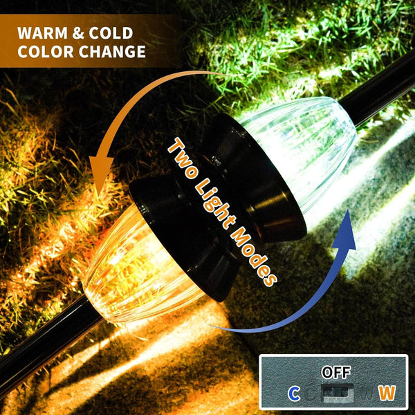 6 Pack Solar Pathway Lights Outdoor, New Upgraded Adjustable Warm & Cool White Solar Lights Outdoor Waterproof, Solar-Powered Garden Light for Path, Walkway, Yard, Driveway, Lawn, Backyard Decor2