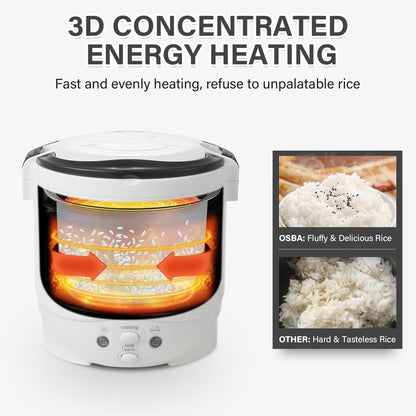 12V Rice Cooker for Car 1L Mini Rice Cooker with Steamer, White | 2Cup Portable Travel Rice Cooker for 1-2 People, Cooking Heating & Auto Keeping Warm Function, Used as an Electric Lunch Box8