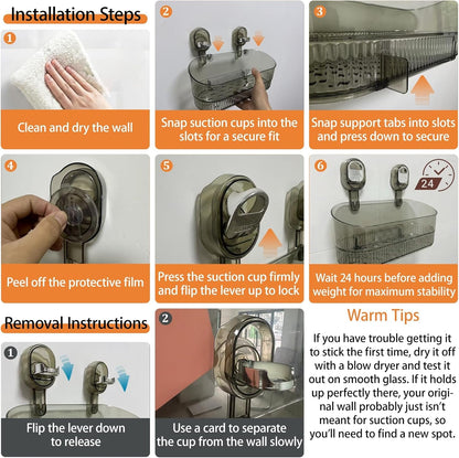 Suction Cup Shower Caddy, No Drill Shower Shelf4