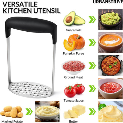 Upgraded Potato Masher Stainless Steel Durable Non-Break Handle Rust-Proof | Dishwasher Safe Sturdy Heavy Duty Masher Kitchen Tool for Avocado Bean Vegetable Jams Sauces Guacamole Kitchen Gadgets3