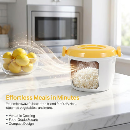 Microwave Rice Cooker Small 2 Quart Microwave Steamer for Vegetables | Portable Rice Steamer for Pasta, Soup, Grains, Container for Small Kitchens Bpa Free, Dishwasher Safe3