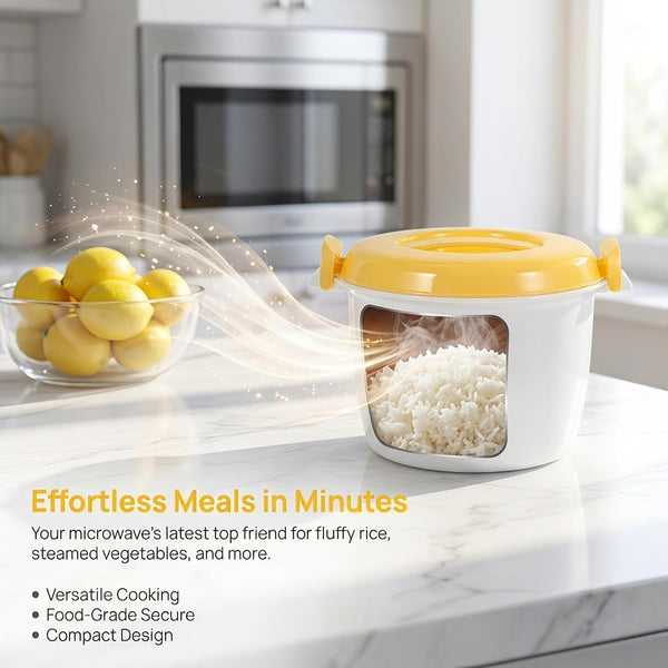 Microwave Rice Cooker Small 2 Quart Microwave Steamer for Vegetables | Portable Rice Steamer for Pasta, Soup, Grains, Container for Small Kitchens Bpa Free, Dishwasher Safe3