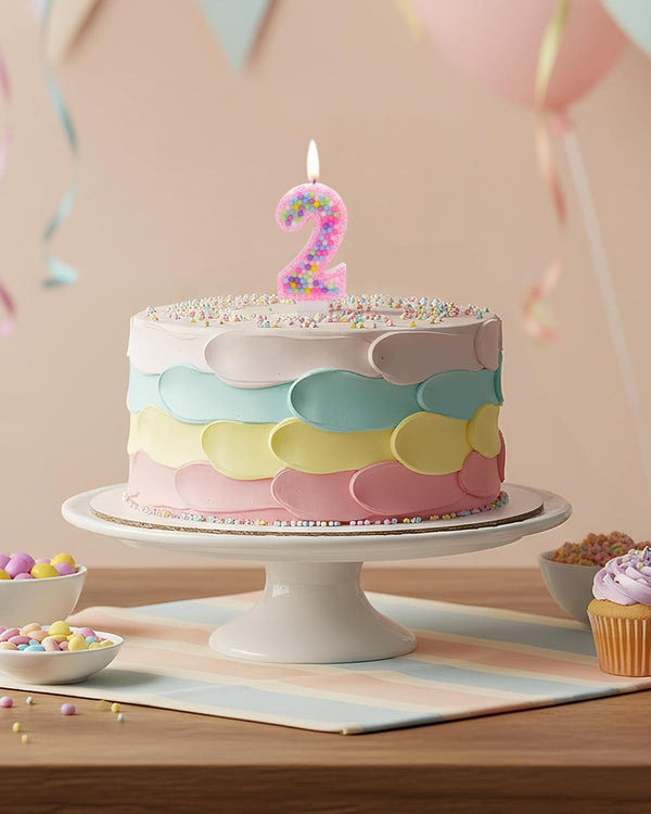 Pink Birthday Candles Number 2 Candle - Colorful Macaron Design,2Rd Birthday Decorations for Girl,Two Sweet Theme Birthday Party Supplies7