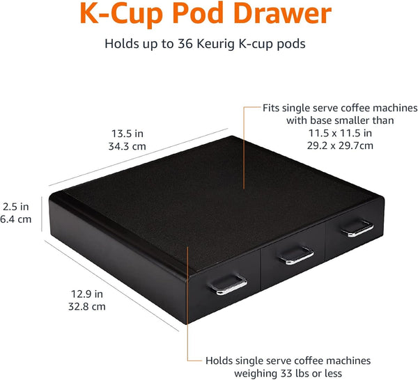 K-Cup Compatible Coffee Pod Storage Drawer, 3 Easy-Open Drawers, 36 Pod Capacity, Black11
