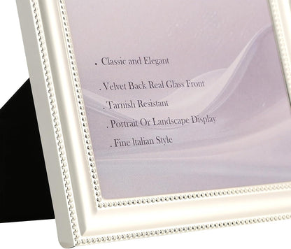 Classy Silver Plated 8X10'' Metal Picture Frame 2 Pack,Classic Beaded Frame 8X10'' Mat 5X7'',Real Glass Front and Velvet Backing,Perfect Gifts and Treasured Memories4