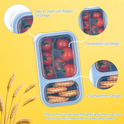 6 Color 2-Compartment Reusable Snack Containers with Lids3