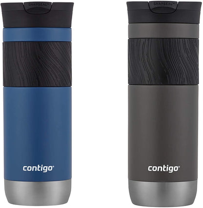 Contigo Byron Vacuum-Insulated Stainless Steel Travel Mug with Leak-Proof Lid, Reusable Coffee Cup or Water Bottle, Bpa-Free, 20Oz 2-Pack in Sake & Blue Corn Perfect for Hot and Cold Beverages1