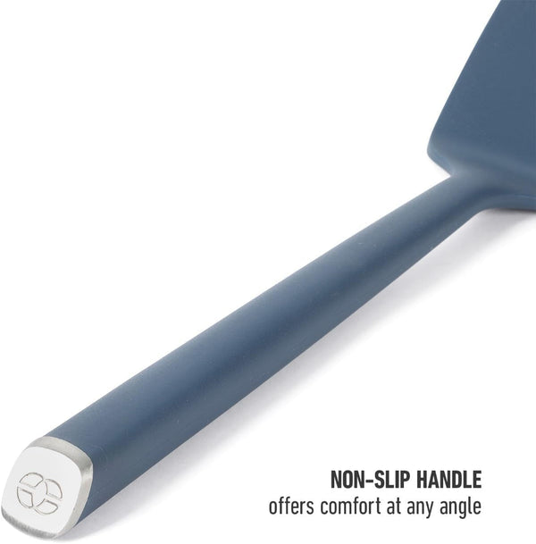 Calphalon Edge Silicone Turner, Flexible Silicone Cooking Spatula with Reinforced Core, Heat-Resistant Nonstick-Safe Turner for Flipping & Cooking, Navy6