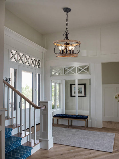 Farmhouse Wood Chandelier Light Fixture, 16 Inch Dining Room Light Fixture7