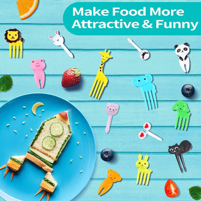 156PCS Animal Food Picks for Kids, Fun Bento Lunch Box Accessories | Cute Cartoon Kids Food Picks, Mini Fruit Forks, Reusable Lunchbox Toothpicks, Toddlers, Boys & Girls, Bento Lunch Decorations4