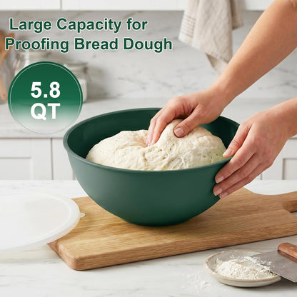 BPA Free Plastic round Mixing Bowl with Lids, 12 Pack Nesting Bowls with Lids Set, Microwave and Dishwasher Safe Prep & Serving Bowls Great for Mixing, Baking, Serving (Green, 12Pcs)10
