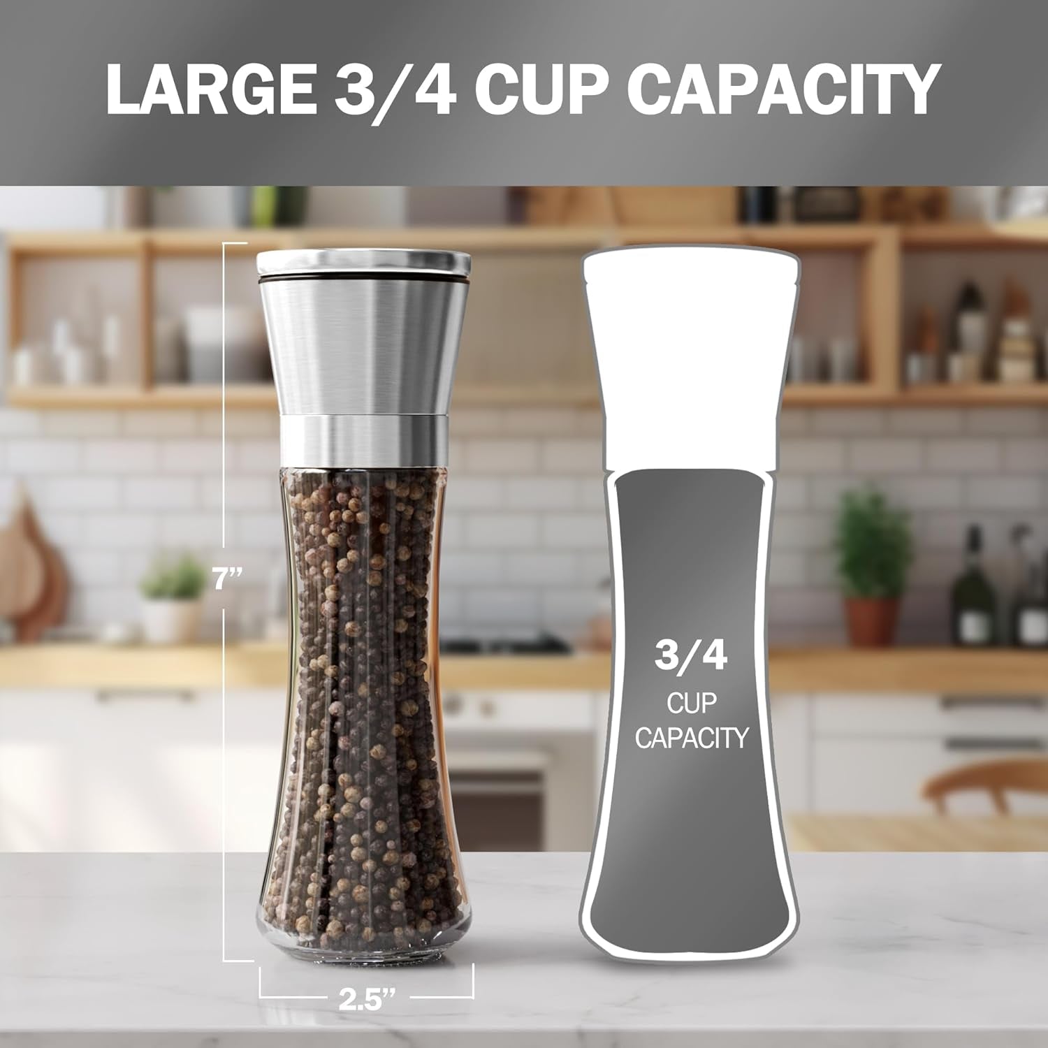 original-stainless-steel-salt-or-pepper-grinder-1pk-adjustable-ceramic-sea-salt-grinder-or-pepper-mill-tall-glass-spice-shaker-spice-mill-w-ebook