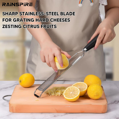 304 Stainless Steel Citrus Lemon Zester Spice Ginger Garlic Grater Black4