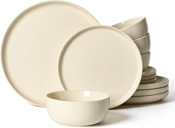 Milkyway 12-Piece Stoneware Dinnerware Set, Almond Milk1