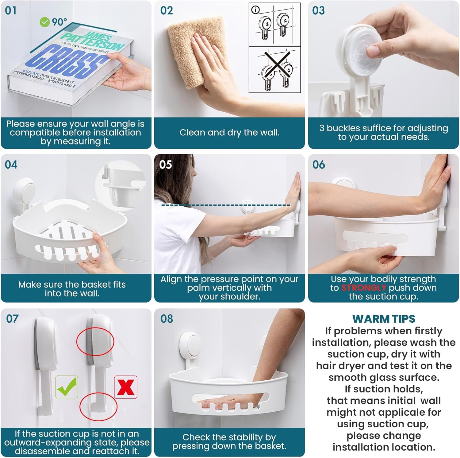 corner-shower-caddy-with-suction-cups-wall-mounted-organizer-plastic-rack-for-small-bathrooms-kitchen-removable-drill-free-heavy-duty-shelf-basket-white