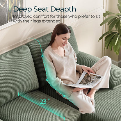 Sectional Couch, 105'' W Corduroy U Shaped Sofa with Sleepable Armrests, 4 Seat Couch with Double Chaises, Deep Sofa for Living Room, Green4