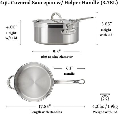 Hestan Probond Forged - Professional Clad Stainless Steel Sauce Pan with Helper Handle, 4 Quart, Induction Compatible7