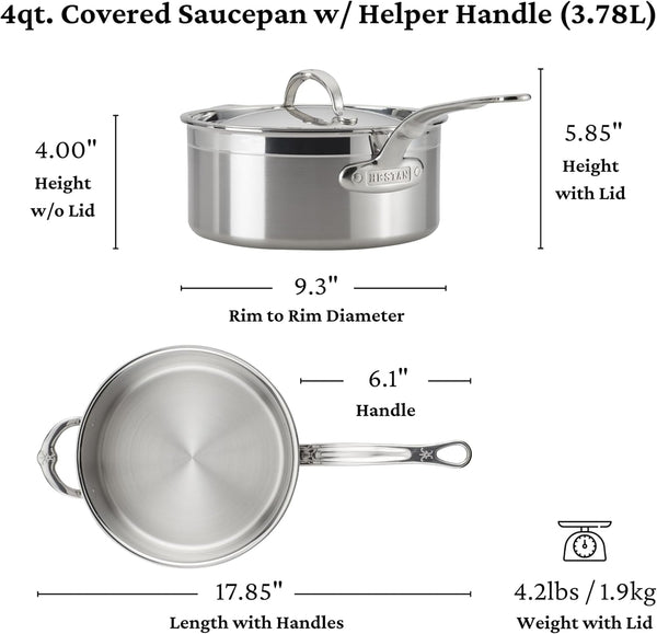 Hestan Probond Forged - Professional Clad Stainless Steel Sauce Pan with Helper Handle, 4 Quart, Induction Compatible7