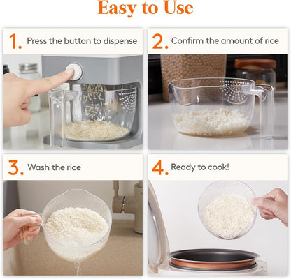Rice Dispenser 25 Lbs, Airtight Storage with Measuring Cup, Grey8