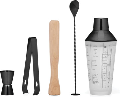 E927MBCB1DS 5-Piece Black Mixology Shaker Tool Set1