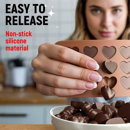 Chocolate Molds Silicone – Set of 6 – Non-Stick & Food Grade – Free Ebook | Chocolate Molds Silicone for Jelly Candies, Truffles, Bath Melts & Candles - Dishwasher Safe5