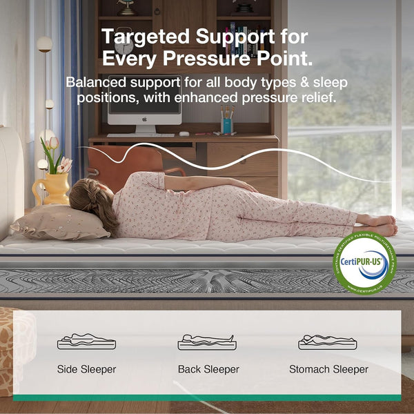 Twin Mattress 6 Inch, Bonnell Spring Hybrid with Spine Support5