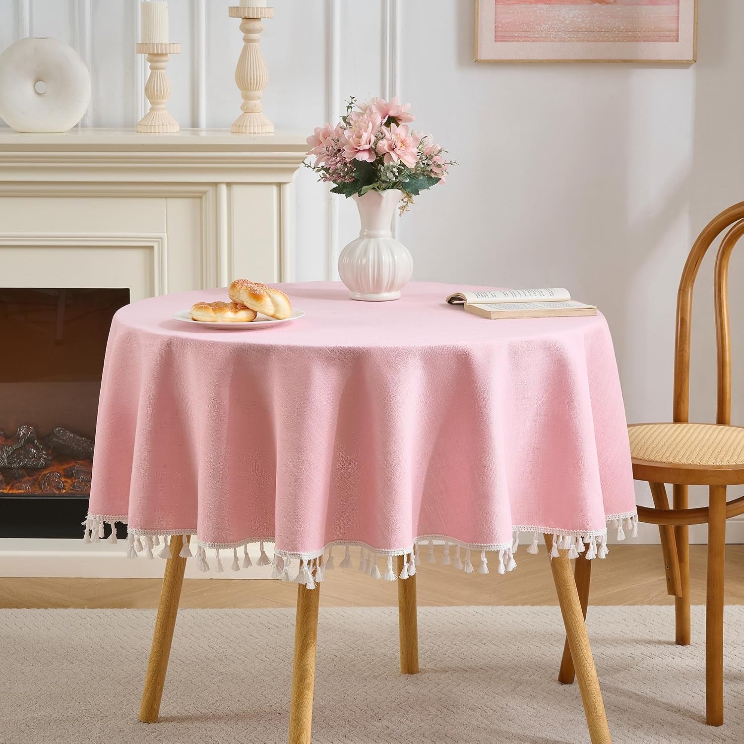 pink-round-tablecloth-55-inch-linen-style-fabric