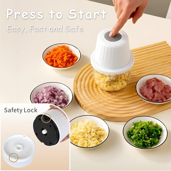 Mini Food Processor Cordless Chopper Set W/Multi 3 Bowl(400Ml+250Ml+100Ml) | 6+3+2 Stainless Steel Blades, Safe PP/PS Jar, Small USB-C Rechargeable Garlic Chopper, Wireless Electric Veggie Meat Blender5
