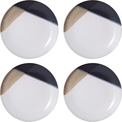 Mikasa Gourmet Basics Caden 16-Piece Stoneware Dinnerware Set, Service for 4, White Glossy Center with Black and Tan Two-Tone Reactive Glaze, Dishwasher and Microwave Safe6