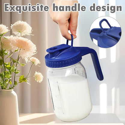 4Pack 32Oz Glass Pitcher with Lid, Wide Mouth Storage Container，1 Quart. | Double Leakproof Glass Mason Jar Pitcher with Pour Spout Lid, for Breastmilk, Sun Tea, Juice, Cold Brew Coffee, Water6
