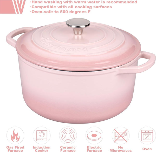 Enameled Cast Iron Dutch Oven Pot with Lid, for Sourdough Bread Baking, round Dutch Ovens, 4.5 Quart, Pink3