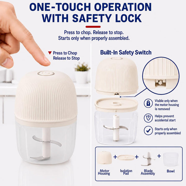 Electric Garlic Chopper, 250ML Cordless Mini Food Processor with 4 Stainless Steel Blades, USB Rechargeable Vegetable Chopper for Garlic, Onion, Chili, Ginger, Herbs and Nuts5