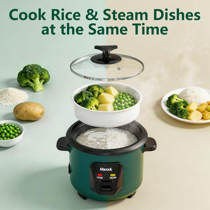 Mini Rice Cooker | 6-Cup (0.6L) Small Rice Maker | One-Button Operation | Non-Stick Inner Pot | Automatic Keep Warm & Overheat-Proof | for 1-6 People, Students & Small Families (Green)3