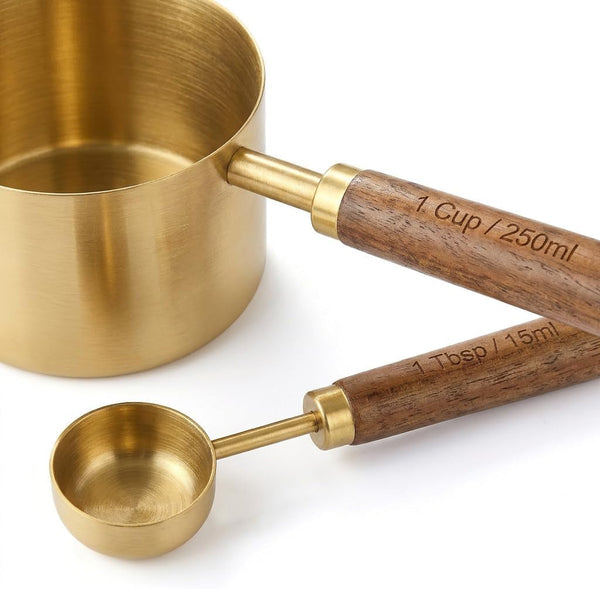 Measuring Cups and Spoons Set, 8 Pack, Gold Finish8
