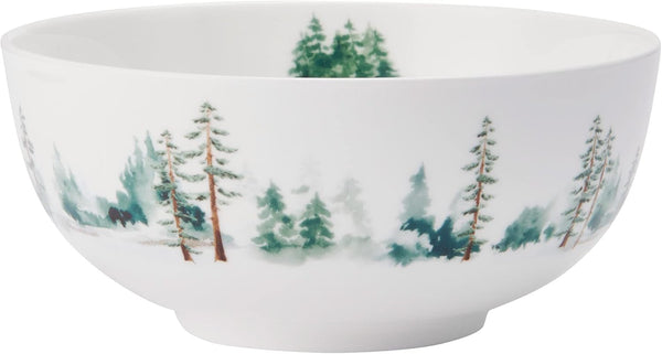 Watercolor Forest Bone China Lightweight Chip Resistant 16 Piece Dinnerware Set, Service for 4, White4