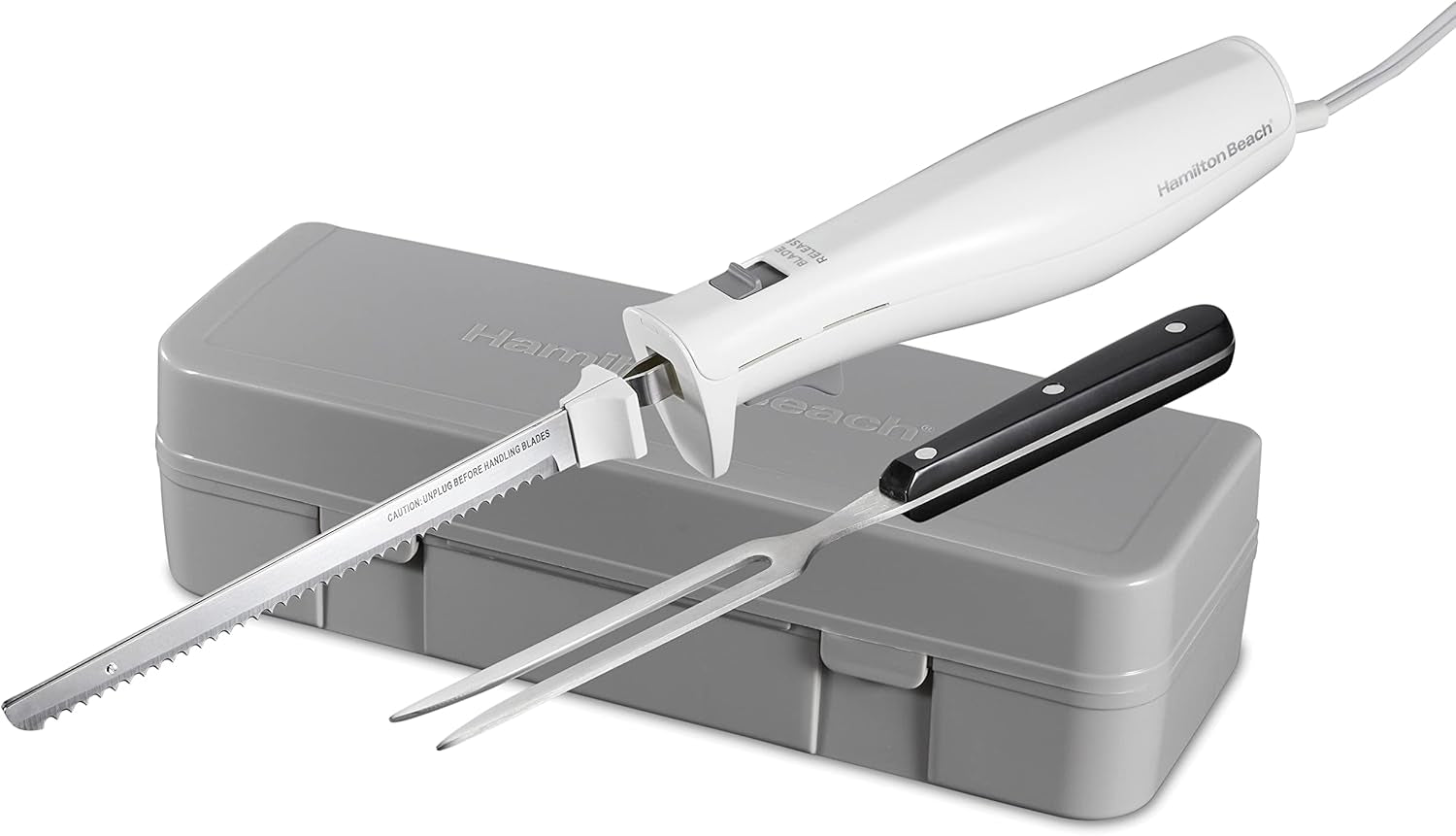 electric-knife-set-for-carving-meats-poultry-bread-crafting-foam-more-reciprocating-serrated-stainless-steel-blades-ergonomic-design-storage-case-fork-included-5-foot-cord
