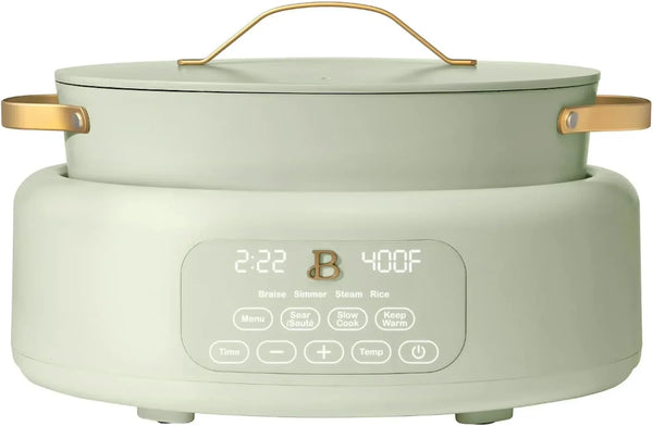 Heathy Cooking 10-In-1 6 Quarts Electric Multi-Cooker Slow Cooker, Rice Cooker, Steamer & More | Touch Control, Oven-Safe, Dishwasher-Safe | Sage Green1
