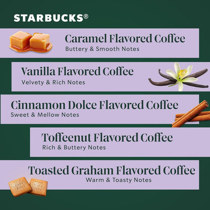 Starbucks K-Cup Coffee Pods, Flavored Hot or Iced Coffee, Variety Pack, 40 Keurig Pods | 100% Arabica K-Cup Pods for Keurig Brewers; Assorted Flavored Coffees Variety Pack; 1 Box, 40 Pods4