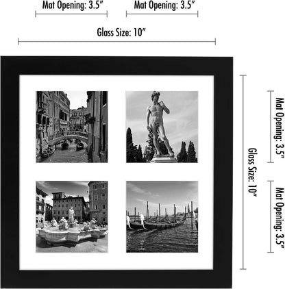 4X4 Collage Picture Frame - Fits 4 - Engineered Wood - Black2