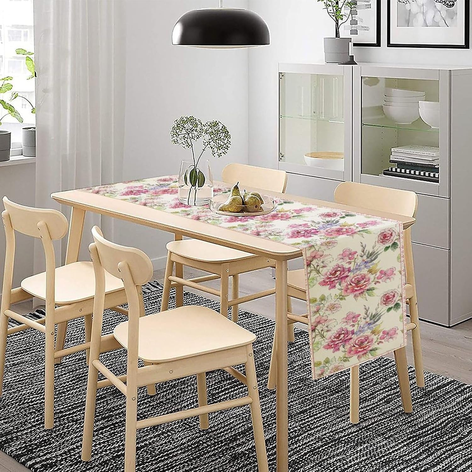 pink-flower-linen-table-runner-seasonal-spring-tabletop-collection-table-runner-for-kitchen-dining-banquet-restaurant-outdoor-use-home-party-13x36in