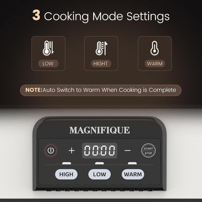 4 Quart Casserole Programmable Slow Cooker with Ceramic Baking Dish - Perfect Kitchen Small Appliance for Family Dinners, Oven Safe and Durable Bakeware for Lasagna, Roasts, White5