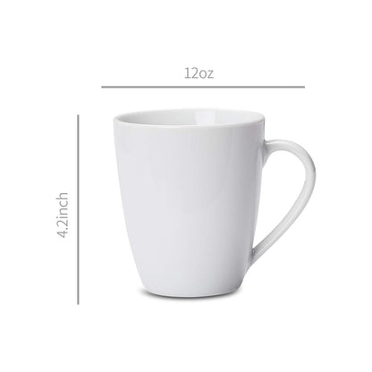Porcelain Heat Resistant Coffee Mugs, Microwave and Oven Safe, 12 Oz, White, 12 Count4