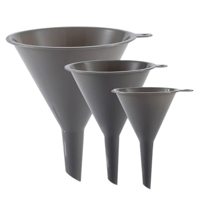 Plastic Kitchen Funnel Set of 3, round Kitchen Funnels for Filling Bottles, Durable and Multifunctional Funnels for Filling Canning, Cooking, Lab or Car Oil (Gray)1