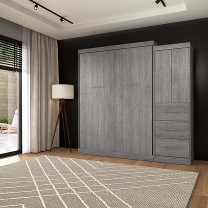 Queen Murphy Bed with Wardrobe, Bark Grey, Nebula, 90W4