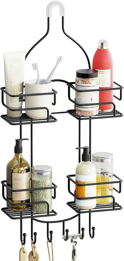Shower Caddy Hanging, Shower Organizer with Razor Hooks, Black1