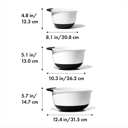 OXO Good Grips 3-Piece Plastic Mixing Bowl Set - Black & White2